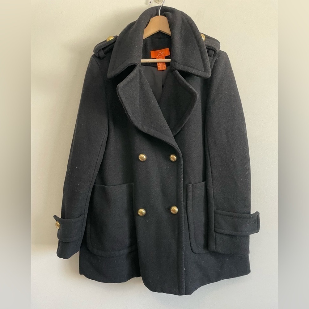 Black Pea  Coat with Gold Buttons